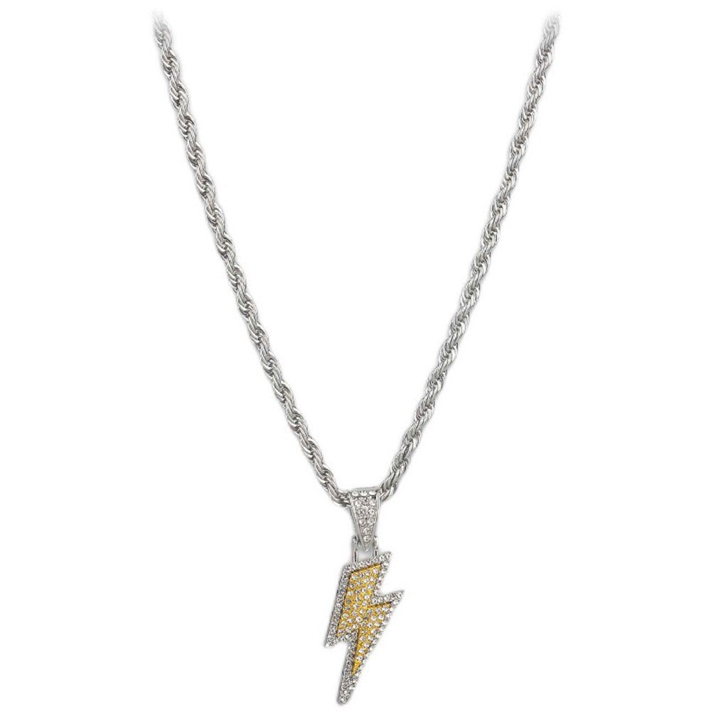 Sleek Stainless Steel Lightning Pendant Necklace