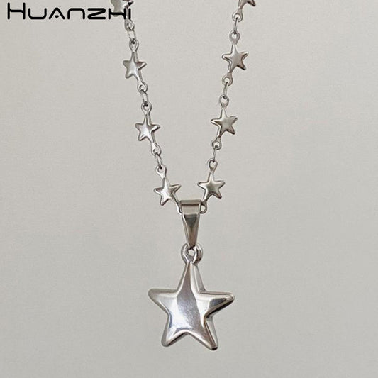 Silver Pentagram Star Pendant Necklace