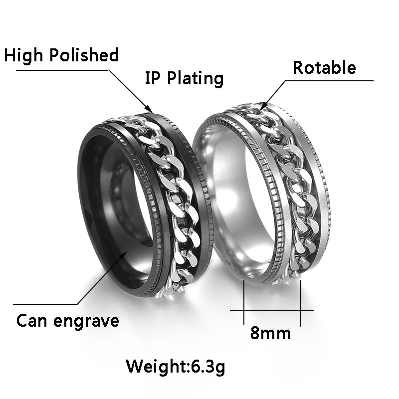 Cool Rotatable Stainless Steel Ring