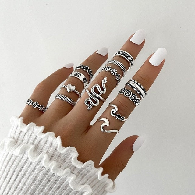 Retro Boho Rings Set - Unleash Your Inner Rebel