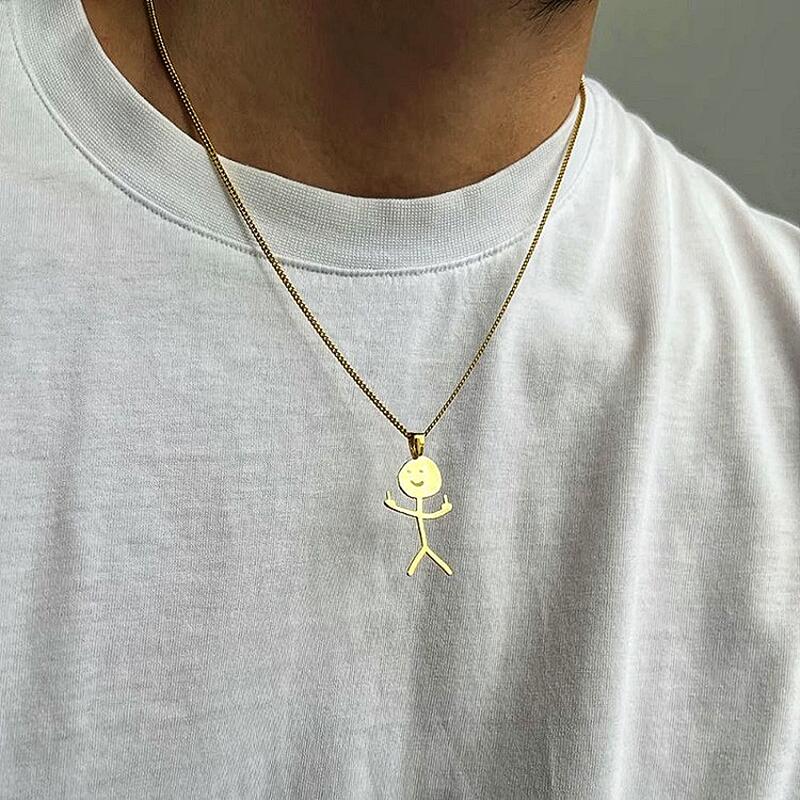 Bold Middle Finger Stickman Pendant Necklace