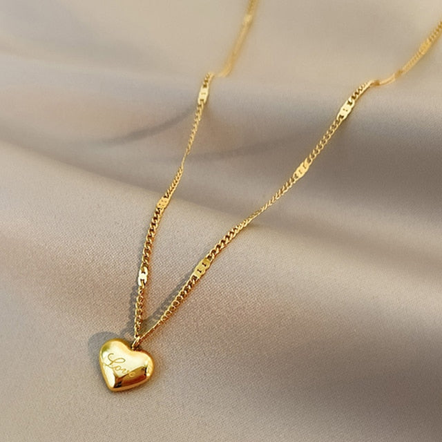 14K Gold Heart Shaped Opal Necklace