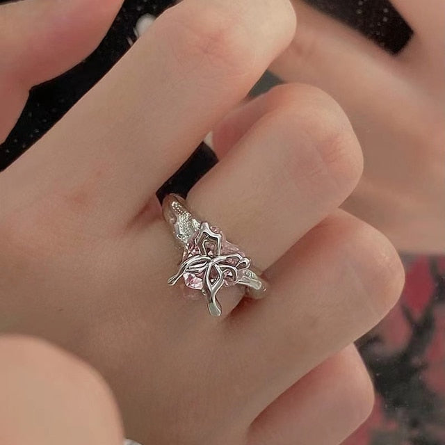 K-pop Heart Crystal Open Ring