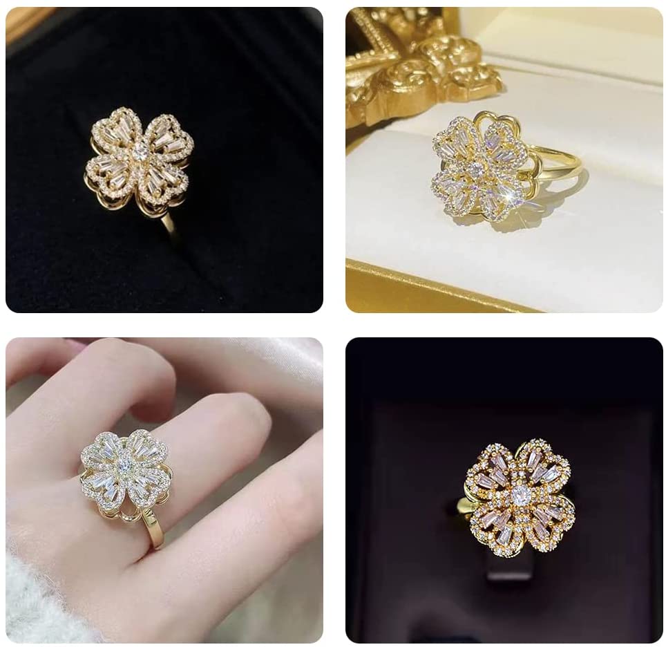 Rotating Four-Leaf Clover Ring - Elevate Your Style, Relieve Your Stress