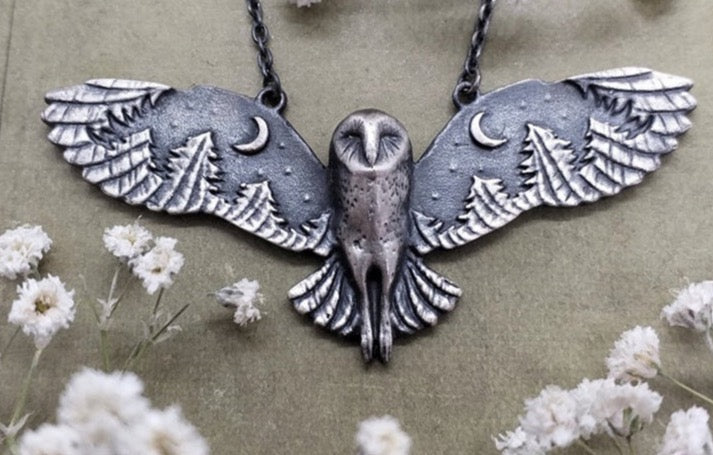 Enchanted Owl Witch Charm Pendant Necklace