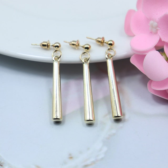 Rod Shaped Dangle Earrings