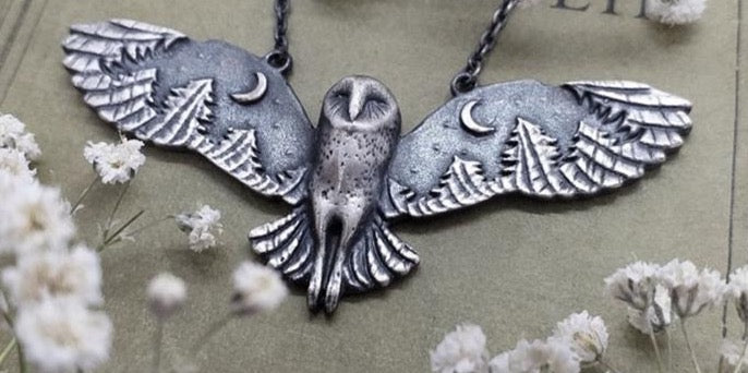 Enchanted Owl Witch Charm Pendant Necklace