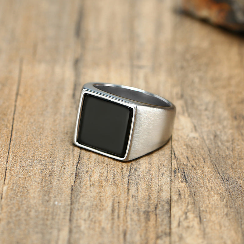 Elegant Stainless Steel Square Signet Ring