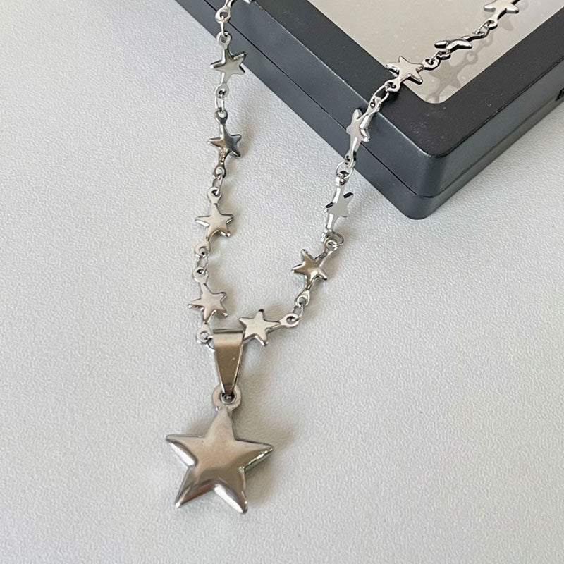 Silver Pentagram Star Pendant Necklace