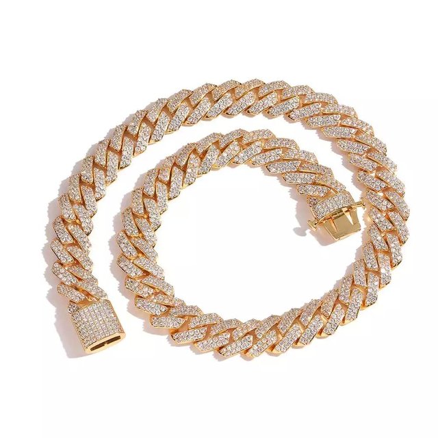 Gold Plated Iced Out Chain for Men & Women Cuban Chain Necklace