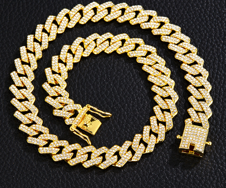 Gold Plated Iced Out Chain for Men & Women Cuban Chain Necklace