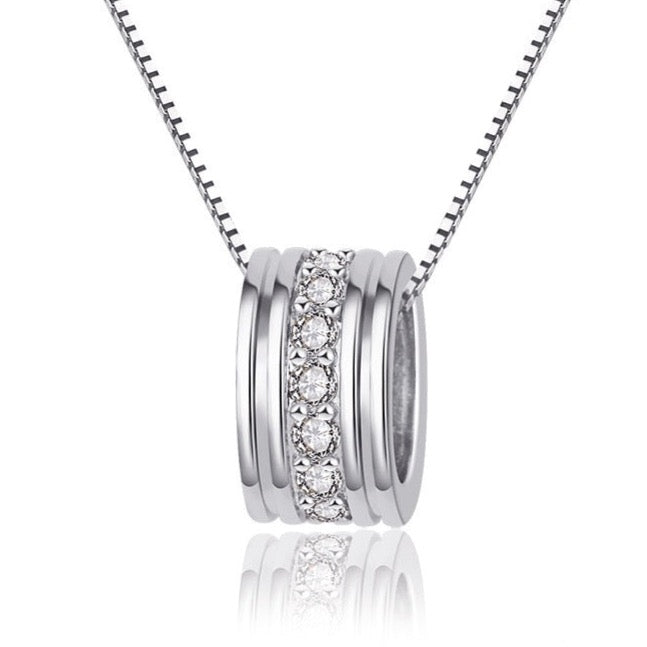 Sparkling Zircon Rotatable Round Pendant Necklace