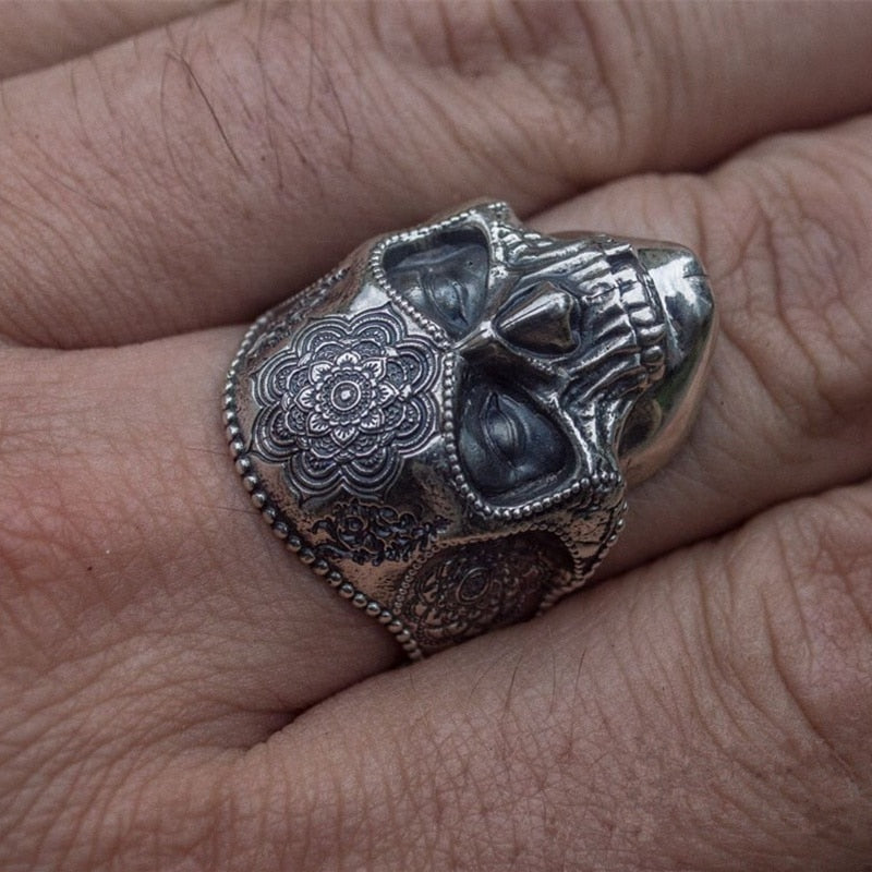 Mandala Sugar Skull Ring