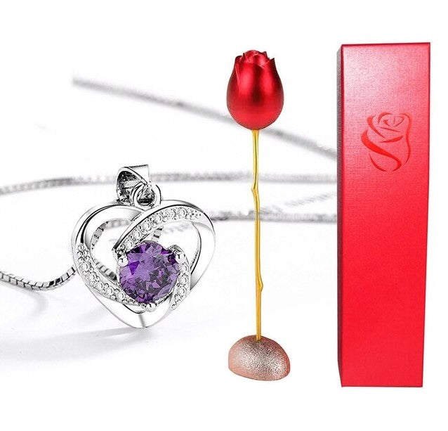 Pink Eternal Love Necklace Pendant Holder Gift Set