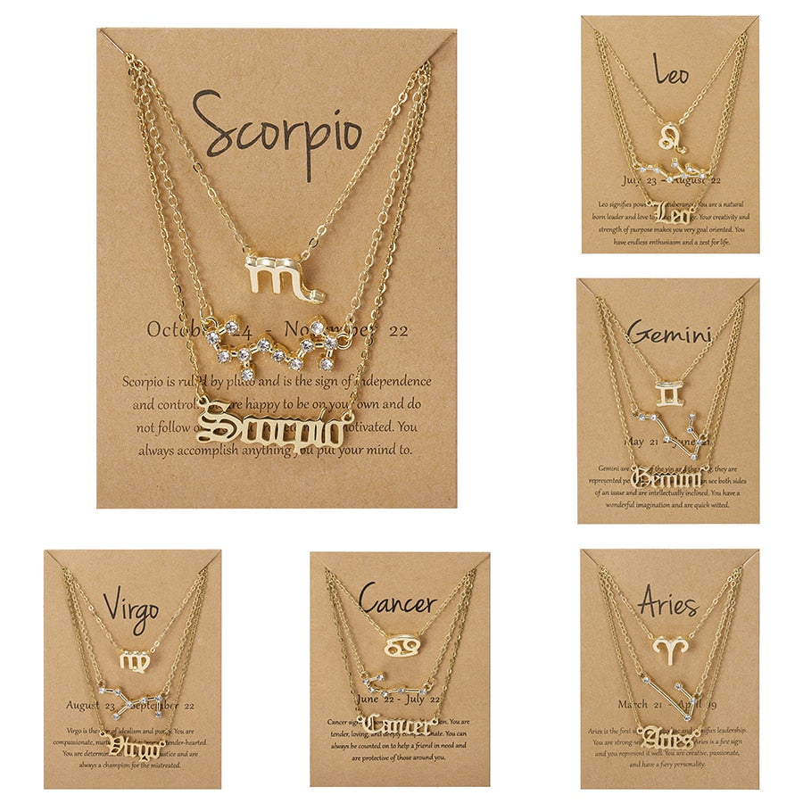 Celestial Zodiac Sign Necklace Set