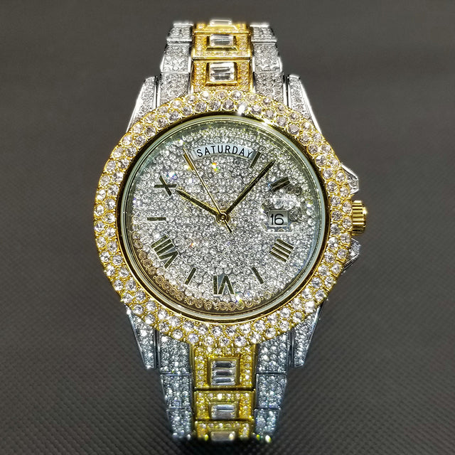 Radiant Opulence: Full Iced Crystal Watch