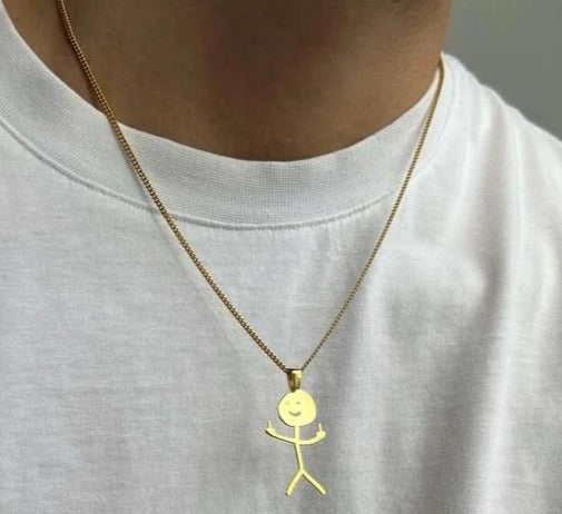 Bold Middle Finger Stickman Pendant Necklace