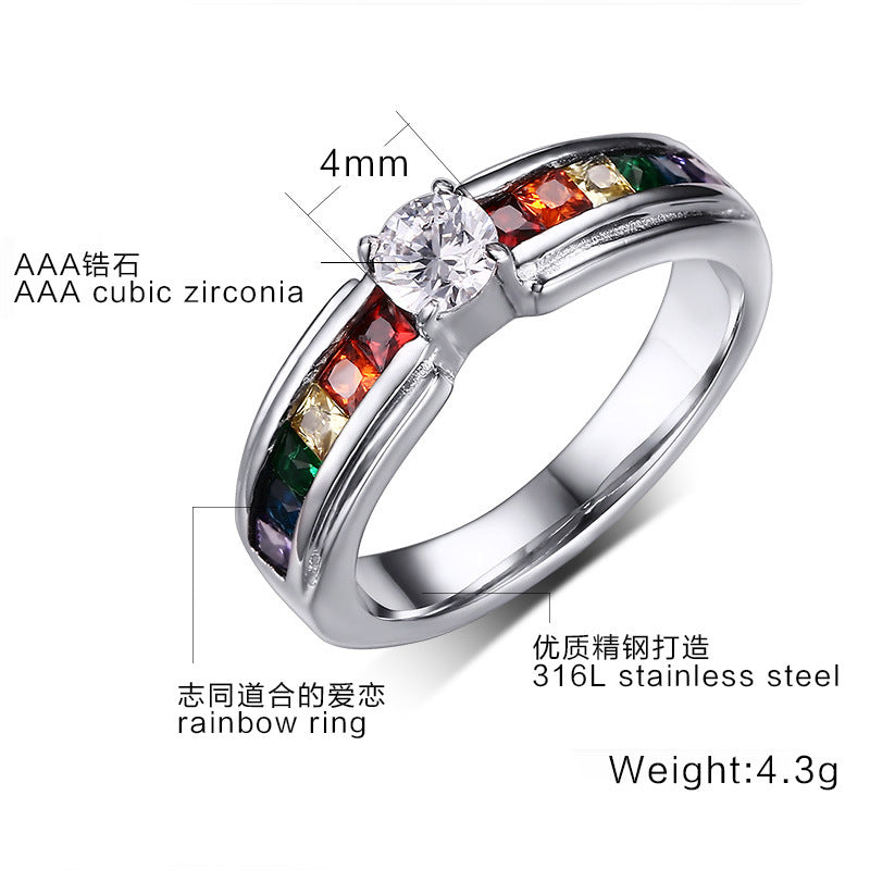 Rainbow Zircon Pride Ring