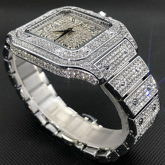 Elegant Brilliance: Square Full Crystal Watch