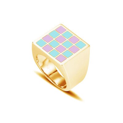 Summer Style Enamel Geometric Ring