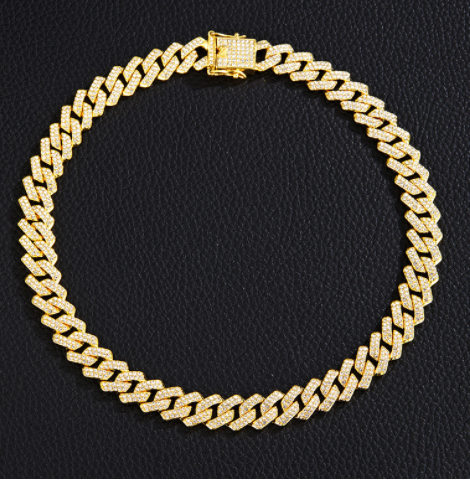 Gold Plated Iced Out Chain for Men & Women Cuban Chain Necklace