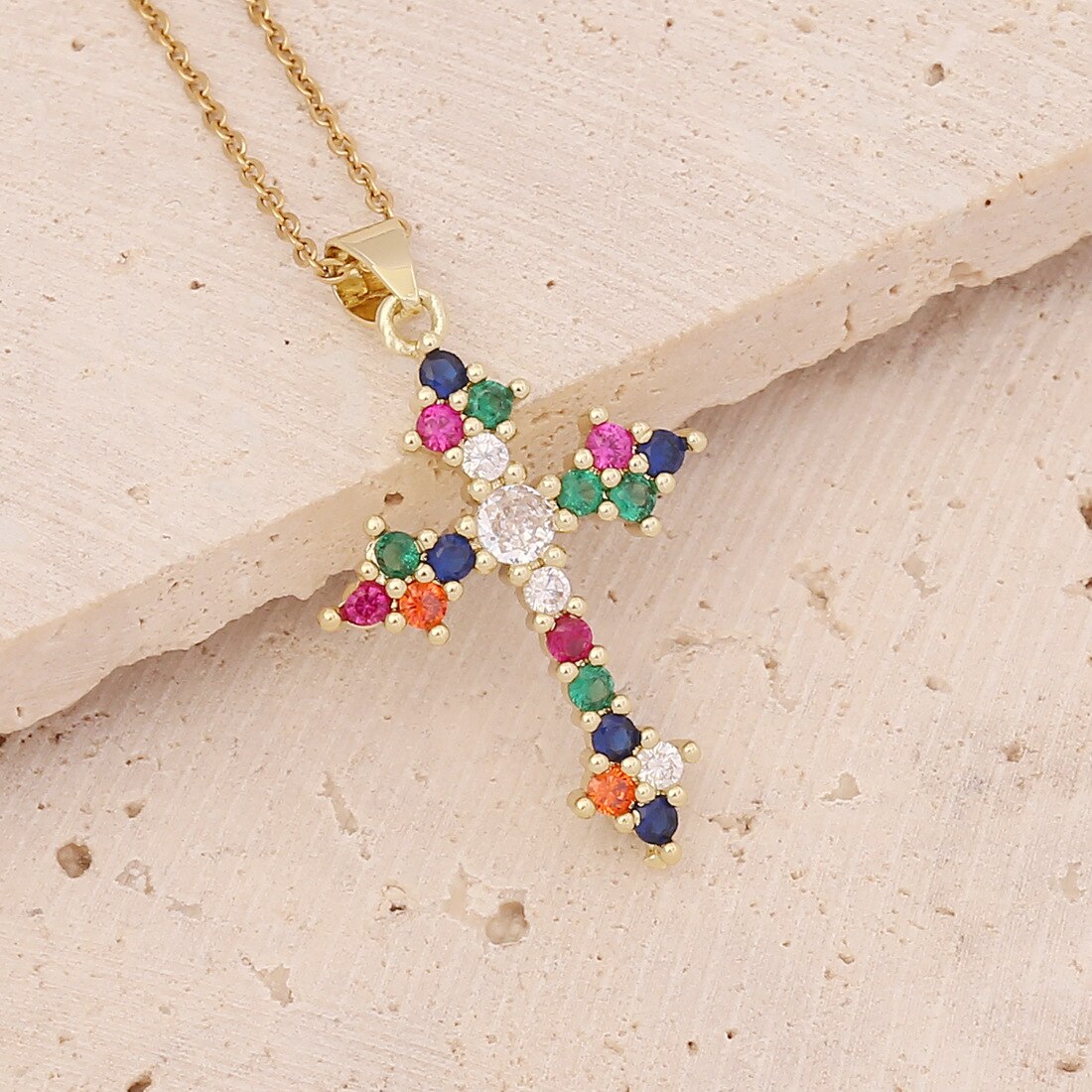 Classic Gold Plated Cross Pendant Necklace