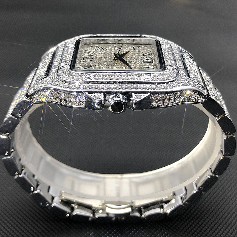 Elegant Brilliance: Square Full Crystal Watch