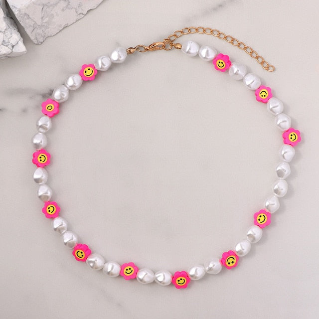 Boho Rainbow Pearl Multilayer Beaded Necklace