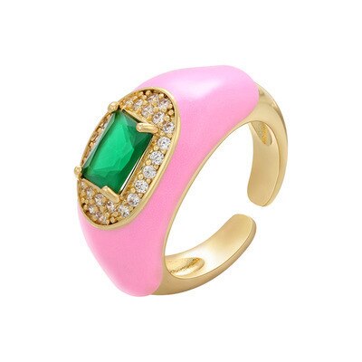 Summer Style Enamel Geometric Ring