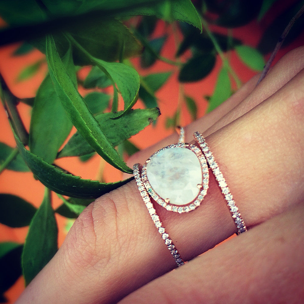 Rainbow Moonstone Double Band Ring - A Symbol of New Beginnings