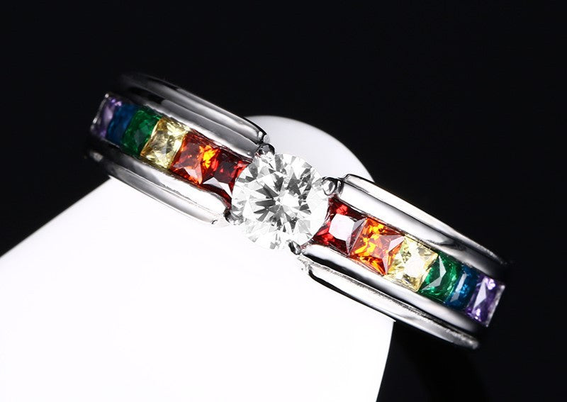 Rainbow Zircon Pride Ring