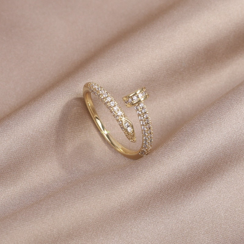 Classic Nail Style Copper Zircon Ring