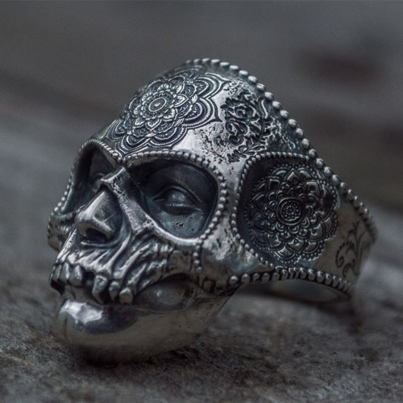 Mandala Sugar Skull Ring