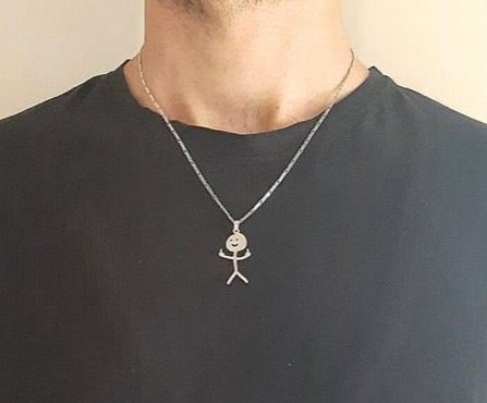 Bold Middle Finger Stickman Pendant Necklace