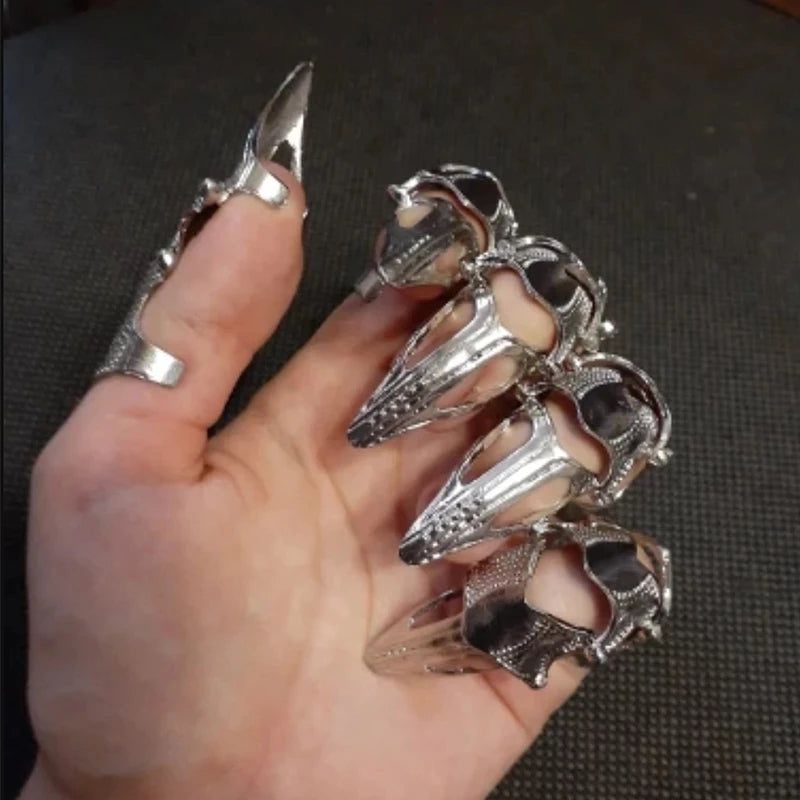 Metal Full Finger Claw Rings Set