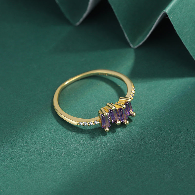 Baguette Amethyst Rings - Elegance Meets Luxury