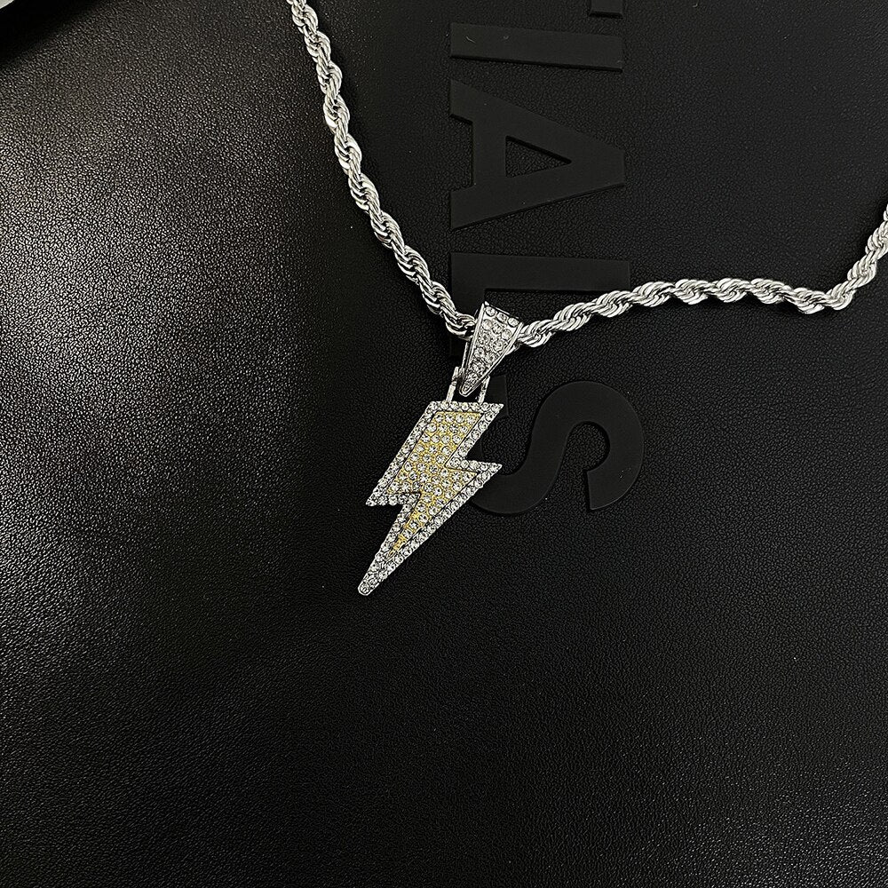 Sleek Stainless Steel Lightning Pendant Necklace